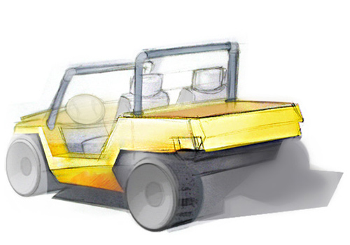 Rapid Ideation sample of this Mini Moke redesign targeted for personal 